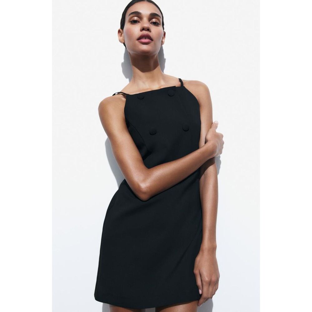 ZARA MINI DRESS WITH BUTTONS Black Ref 1165/057